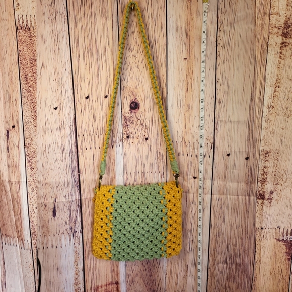 Handmade Macrame 2 tone shoulder bag purse with detachable strap - Picture 5 of 7
